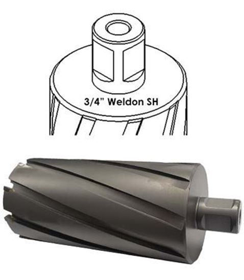 2-1/8 inch carbide tipped annular cutter with 3/4 inch weldon shank